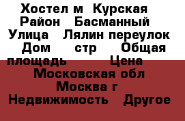 Хостел м. Курская › Район ­ Басманный › Улица ­ Лялин переулок › Дом ­ 9 стр.1 › Общая площадь ­ 180 › Цена ­ 500 - Московская обл., Москва г. Недвижимость » Другое   